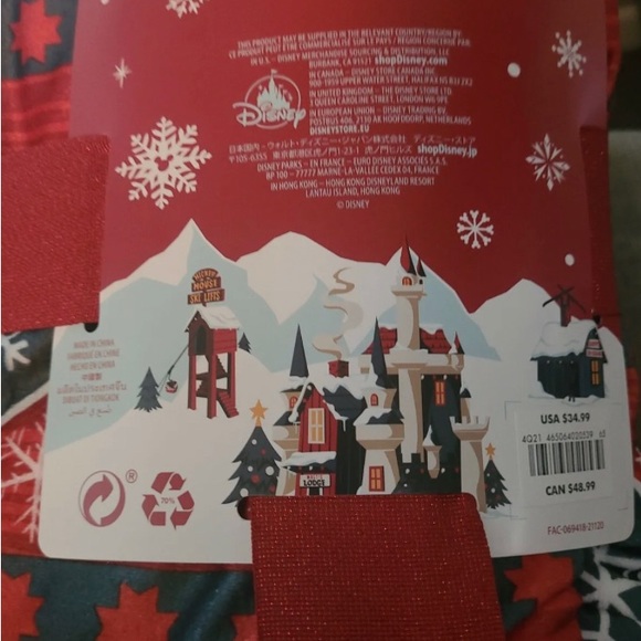 🌲Disney Store Mickey Minnie Holiday Fleece Blanket Reversible Throw 50 x 60 NEW - Picture 6 of 6